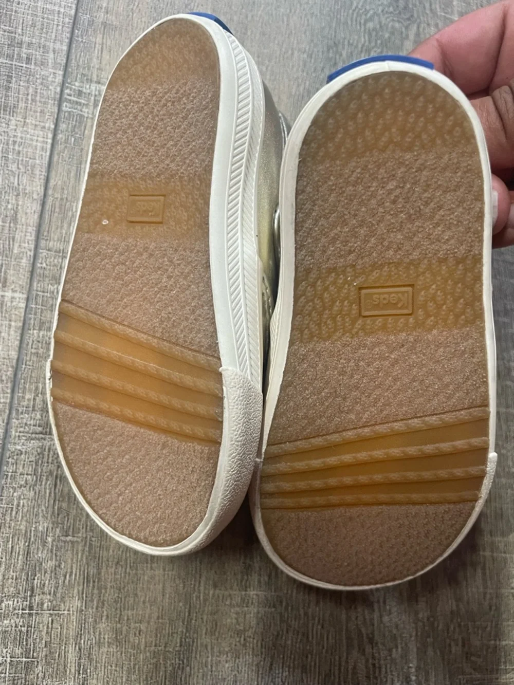 Keds Gold Metallic Mary Jane Shoes with Flower Accent Back to School